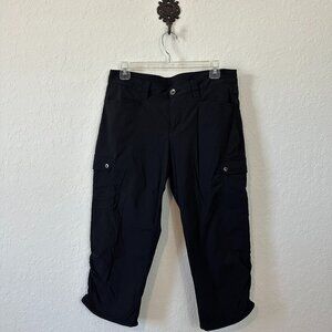 Eddie Bauer 8 Horizon Travex Capri Cropped Black Pants Cargo Pockets